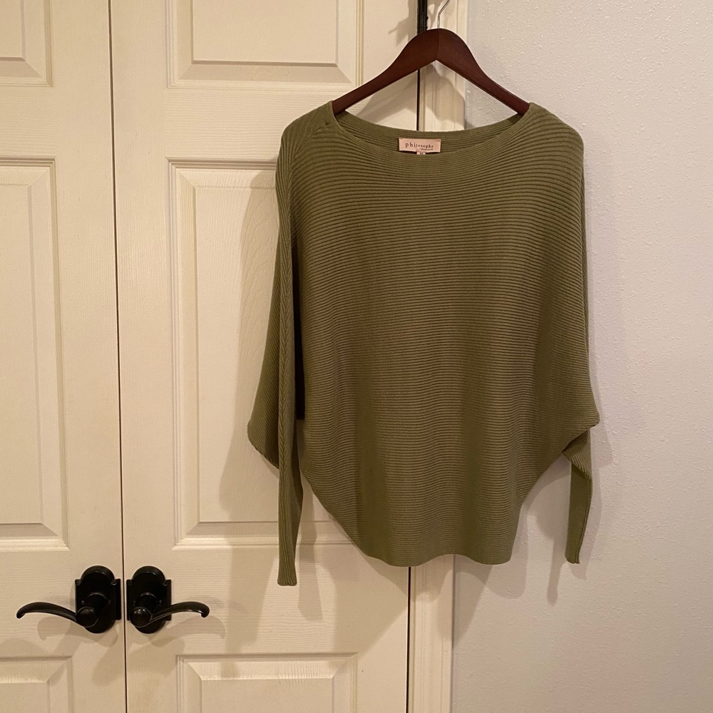 PHILOSOPHY Soft Olive Ribbed Sweater XS